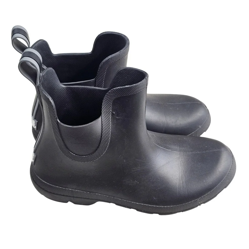 Totes Everywear Black Chelsea Rain Boots Womens Size 7 Waterproof Ankle Boots